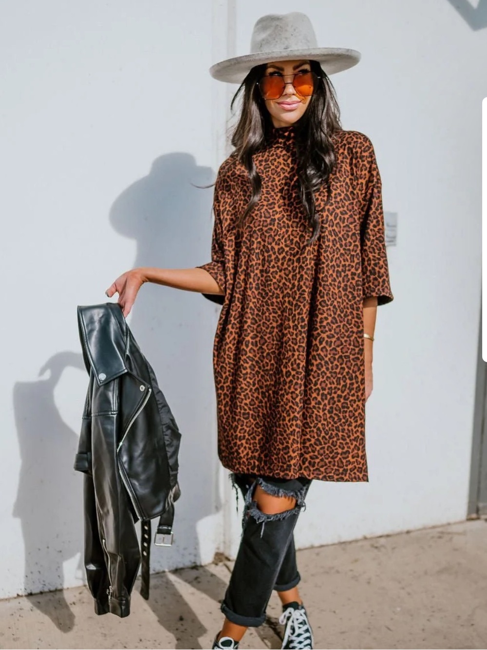 Dressed in LaLa Leopard Print Shift Dress/ tunic top